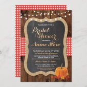 Brautparty Pumpkin Fall Wood Chalk Einladung (Vorne/Hinten)