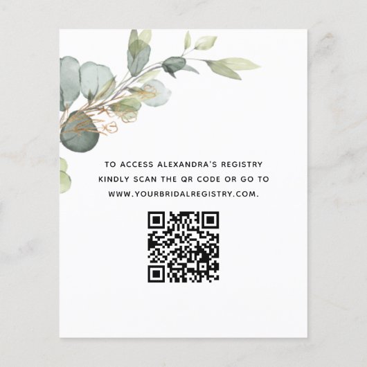 Brautparty QR Code Eukalyptus Einladung Flyer (Hinten)