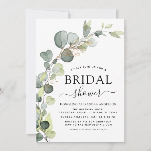 Brautparty QR Code Foto Eukalyptus Einladung (Vorderseite)