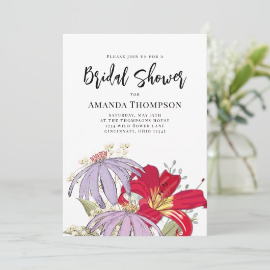 Brautparty QR-Code für Blumengewässer Einladung (Stehend Vorderseite)