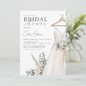 Brautparty QR Code Greenery Eukalyptus Einladung (Stehend Vorderseite)