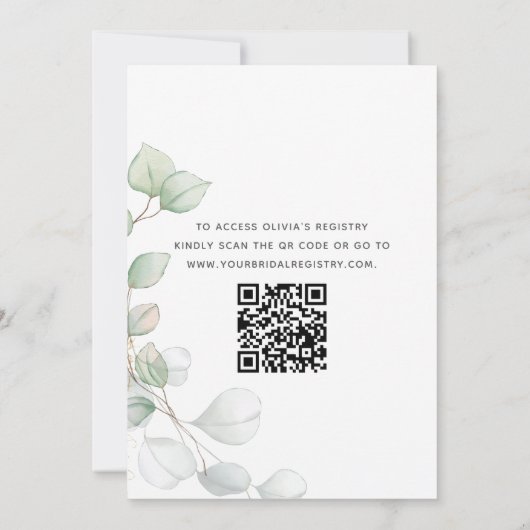 Brautparty QR Code Greenery Eukalyptus Einladung (Rückseite)