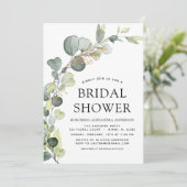 Brautparty QR Code Greenery Eukalyptus Einladung (Stehend Vorderseite)