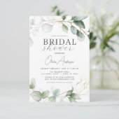Brautparty QR Code Greenery Eukalyptus Einladung (Stehend Vorderseite)