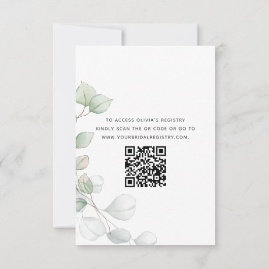 Brautparty QR Code Greenery Eukalyptus Einladung (Rückseite)