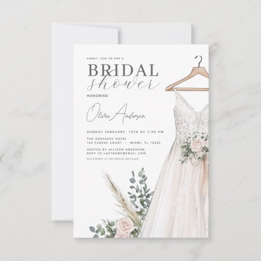 Brautparty QR Code Greenery Eukalyptus Einladung (Vorderseite)