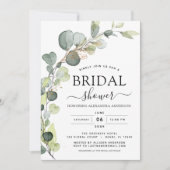 Brautparty QR Code Greenery Eukalyptus Einladung (Vorderseite)