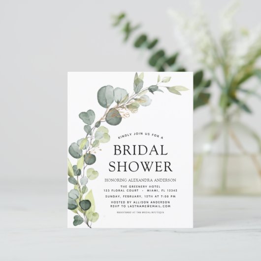 Brautparty QR Code Grüne Eukalyptus (Stehend Vorderseite)