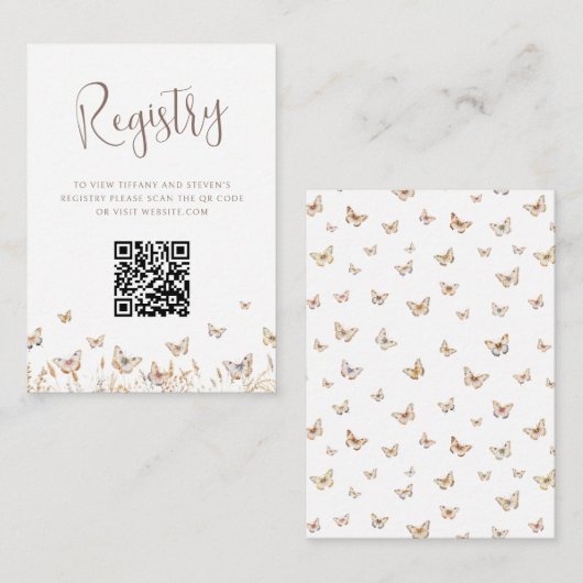 Brautparty QR-Code-Registrierung für Schmetterling Begleitkarte (Vorne/Hinten)