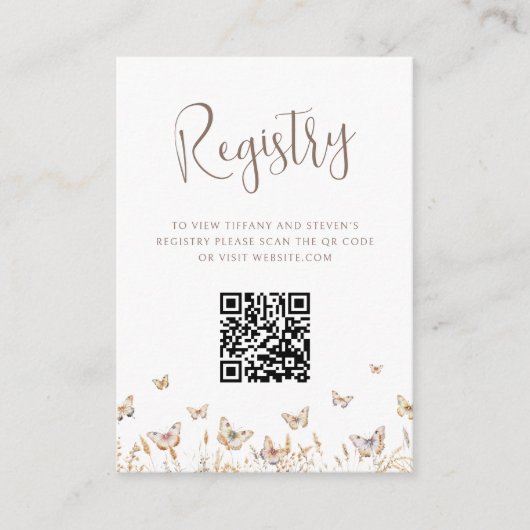Brautparty QR-Code-Registrierung für Schmetterling Begleitkarte (Vorderseite)