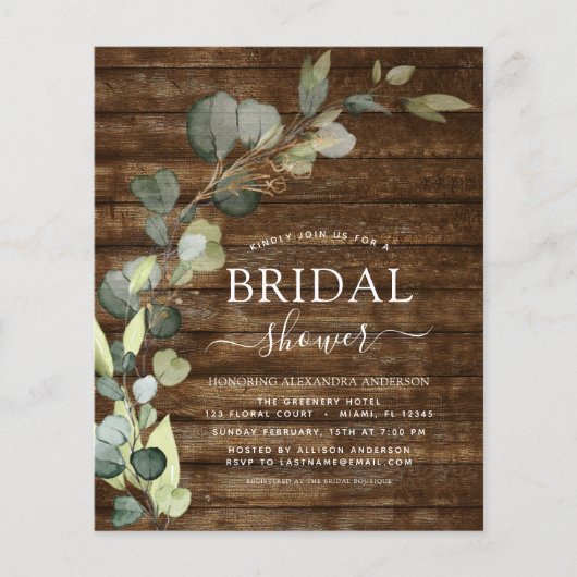 Brautparty QR Code Rustikale Holzeinladung Flyer (Vorne)