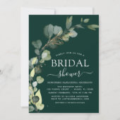 Brautparty QR Code Smaragdgrüner Eukalyptus Einladung (Vorderseite)