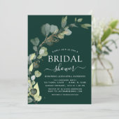 Brautparty QR Code Smaragdgrüner Eukalyptus Einladung (Stehend Vorderseite)