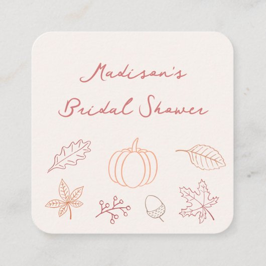 Brautparty QR-Code-UAWG für Peach Rust Fall Begleitkarte (Rückseite)