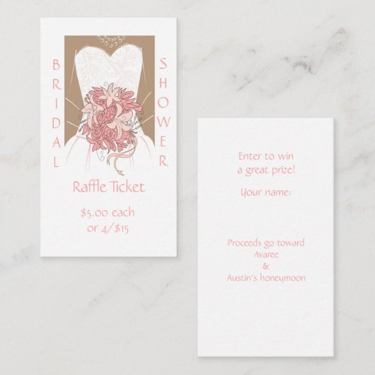 Brautparty Raffle Ticketeinschlusskarte Begleitkarte (Vorne/Hinten)