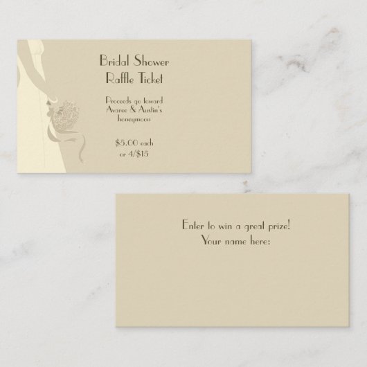 Brautparty Raffle Tickets Einschließkarte Begleitkarte (Vorne/Hinten)