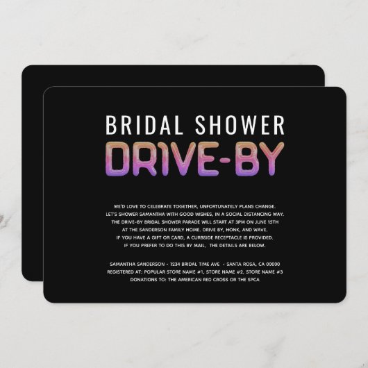 Brautparty-Rainbow-Farben Einladung (Vorne/Hinten)