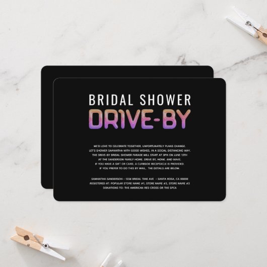 Brautparty-Rainbow-Farben Einladung (Vorderseite/Rückseite Beispiel)