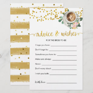 Brautparty-Ratenkarte für Kaffee