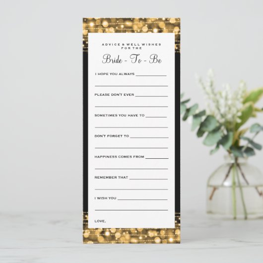 Brautparty Ratgeber Karten Party Glitzern Gold (Stehend Vorderseite)