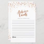Brautparty Ratgeber Karten Rose Gold Confetti Spie (Vorne/Hinten)