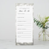 Brautparty Ratgeber Karten Silver Glitzer Lights (Stehend Vorderseite)