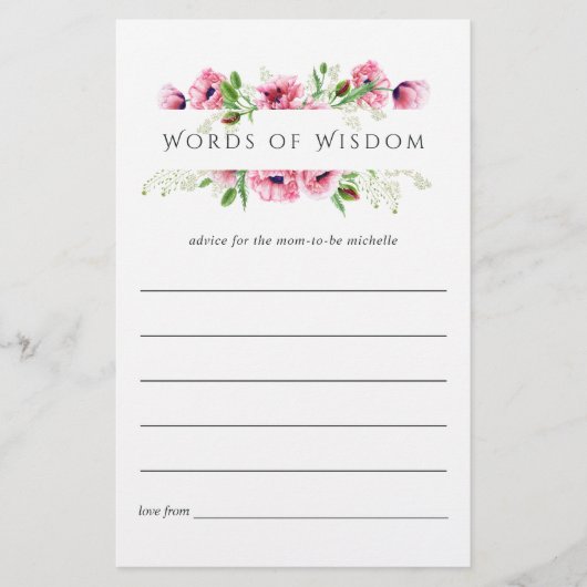 Brautparty-Ratschläge für Aquarellpinken (Vorderseite)