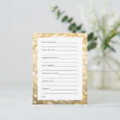 Brautparty Ratschläge Karten Gold Glitzer Lights (Stehend Vorderseite)