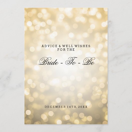 Brautparty Ratschläge Karten Gold Glitzer Lights (Rückseite)