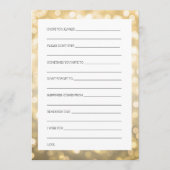 Brautparty Ratschläge Karten Gold Glitzer Lights (Vorderseite)