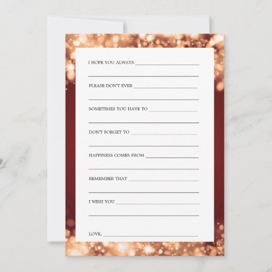 Brautparty Ratschläge Karten Gold Sparkling Lights (Vorderseite)