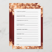 Brautparty Ratschläge Karten Gold Sparkling Lights (Vorne/Hinten)