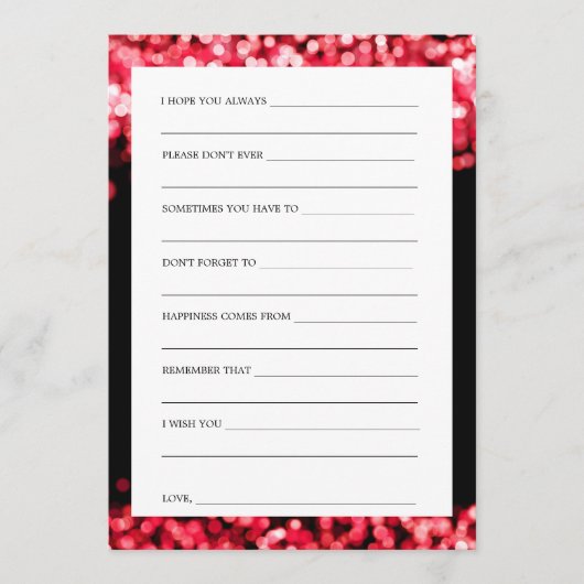 Brautparty Ratschläge Karten Red Lights (Vorderseite)