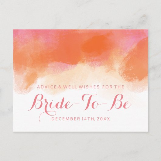 Brautparty Ratschläge Rosa Korallenwasser rot Hinweiskarte (Vorderseite)