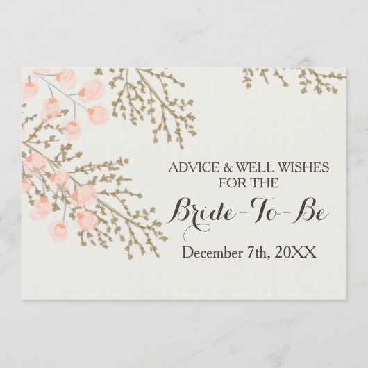 Brautparty-Ratschläge und Well-Wishings-Karte Hinweiskarte (Vorderseite)