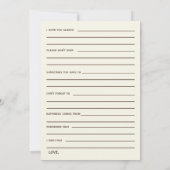 Brautparty-Ratschläge und Wünschekarte Einladung (Rückseite)