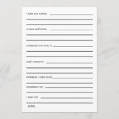 Brautparty-Ratschläge und Wünschekarte Hinweiskarte (Rückseite)