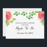 Brautparty-Ratschläge und Wünschekarte Hinweiskarte<br><div class="desc">Boho chic Coral Blumen Brautparty Ratschläge und wünscht Card Brautparty Game</div>