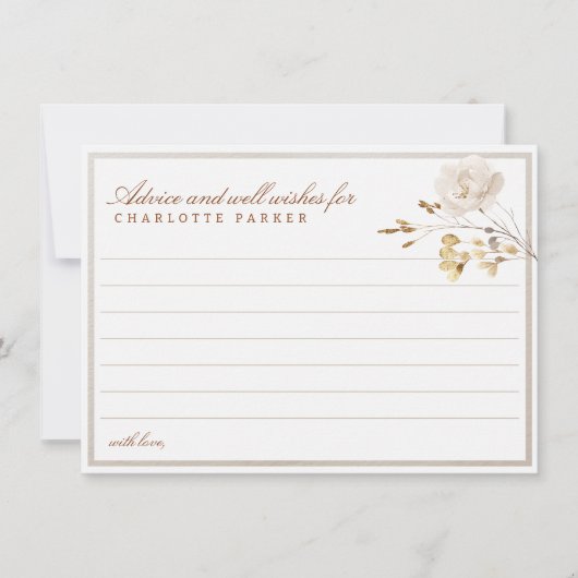 Brautparty-Ratschläge und Wunschkarte Einladung (Vorderseite)