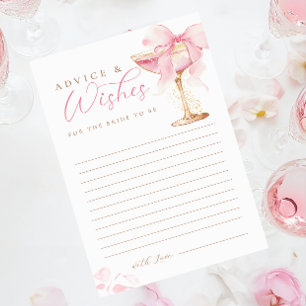 Brautparty-Ratschläge und Wunschkarte für Rosa Bow