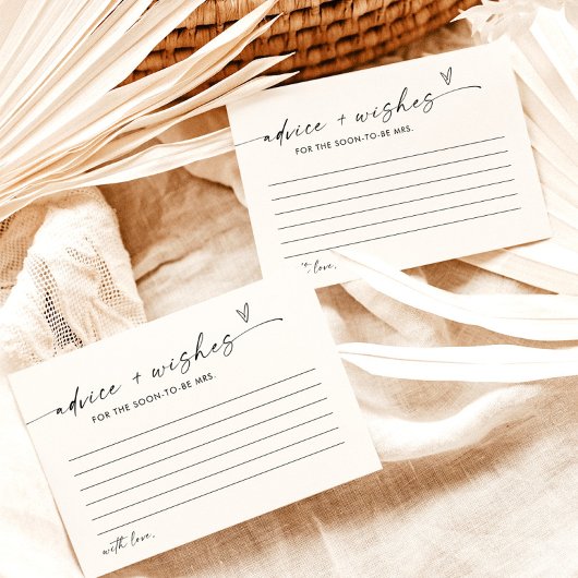 Brautparty-Ratschläge und Wunschkarte, Minimalisti Einladung