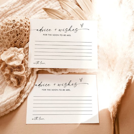 Brautparty-Ratschläge und Wunschkarte, Minimalisti Einladung