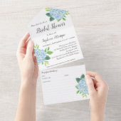 Brautparty Recipe Blue Hydrangea All In One Einladung (Abreißen)