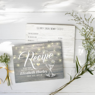 Brautparty Recipe Champagne Glass Wood Lights Postkarte