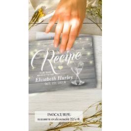 Brautparty Recipe Champagne Glass Wood Lights Postkarte