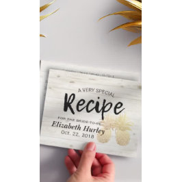 Brautparty Recipe Golden Pineapa Couple Wood Einladungspostkarte