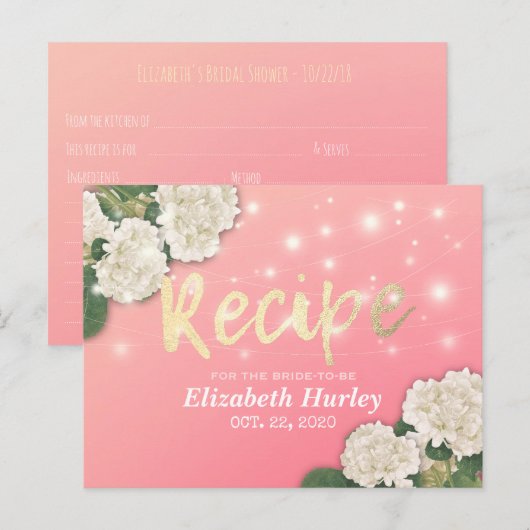 Brautparty Recipe Hydrangea Floral String Light Postkarte (Vorne/Hinten)