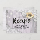 Brautparty Recipe Lace Sonnenblumenleuchten Einladungspostkarte (Vorne/Hinten)