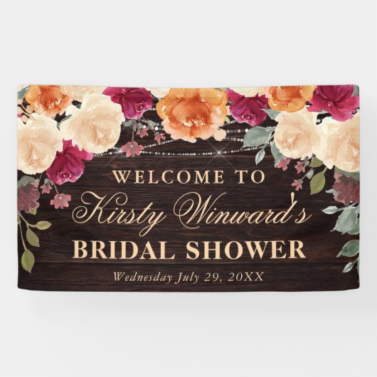 Brautparty "Red and Orange Fall Autumnal Blume" Banner (Horizontal)