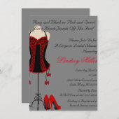 Brautparty "Red & Black Lingerie" Einladung (Vorne/Hinten)